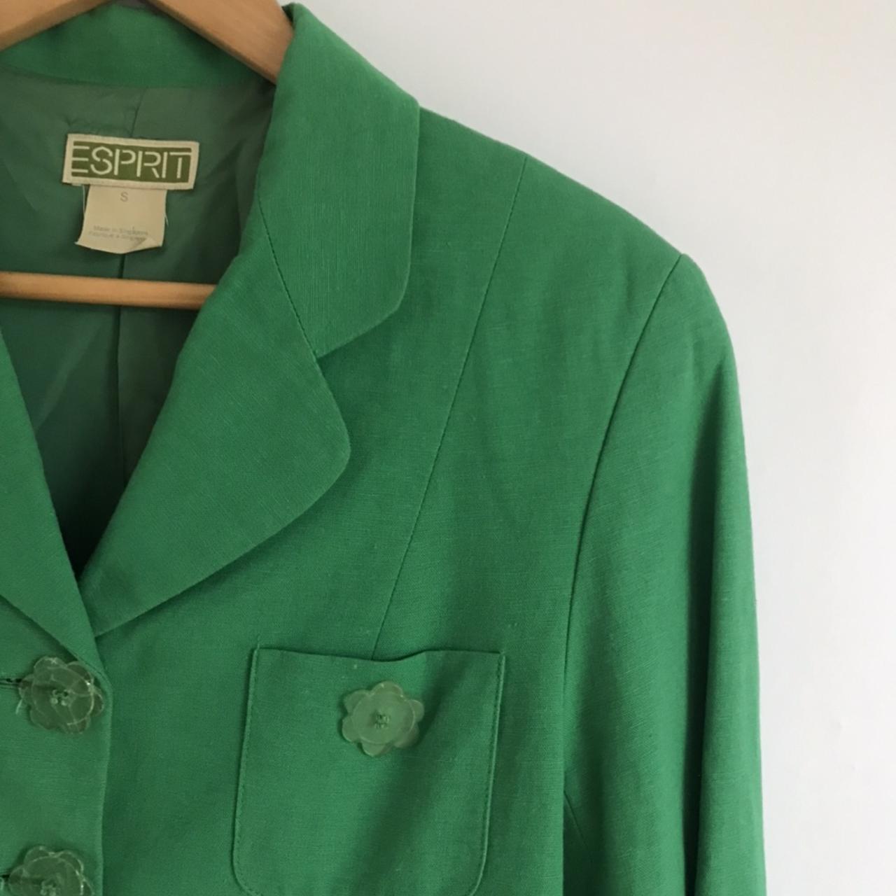 Vintage Esprit Green Linen Cropped blazer with... Depop