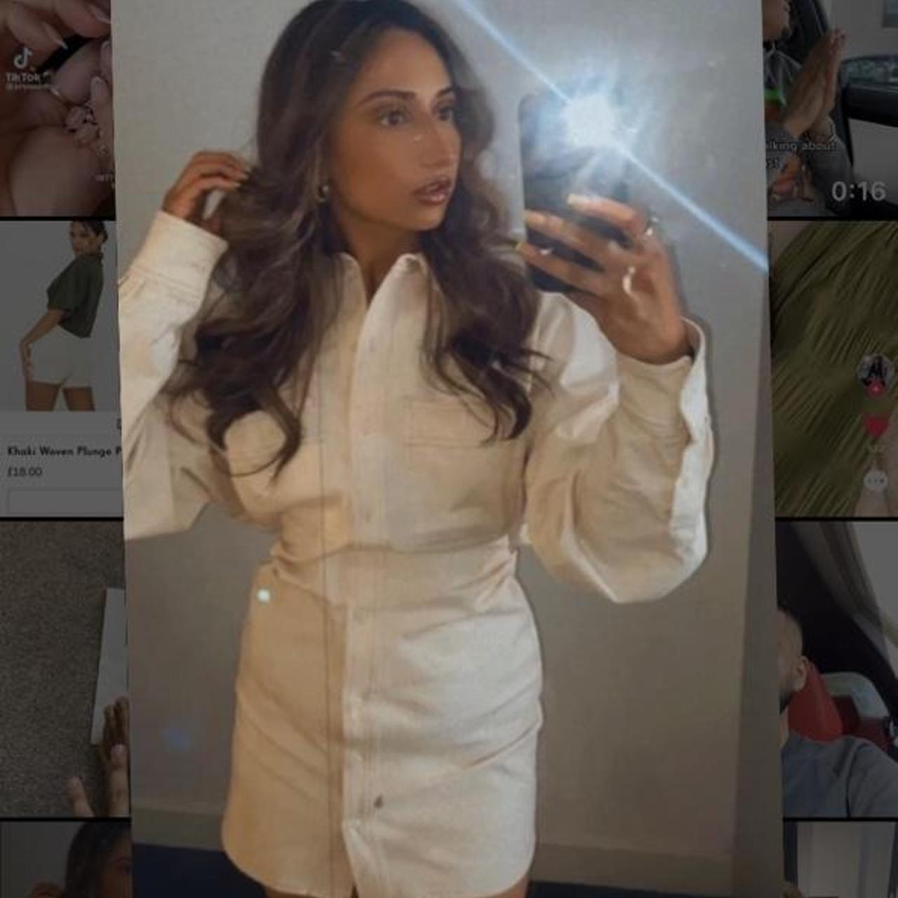 Zara long sleeve darted dress with pockets. Size... Depop