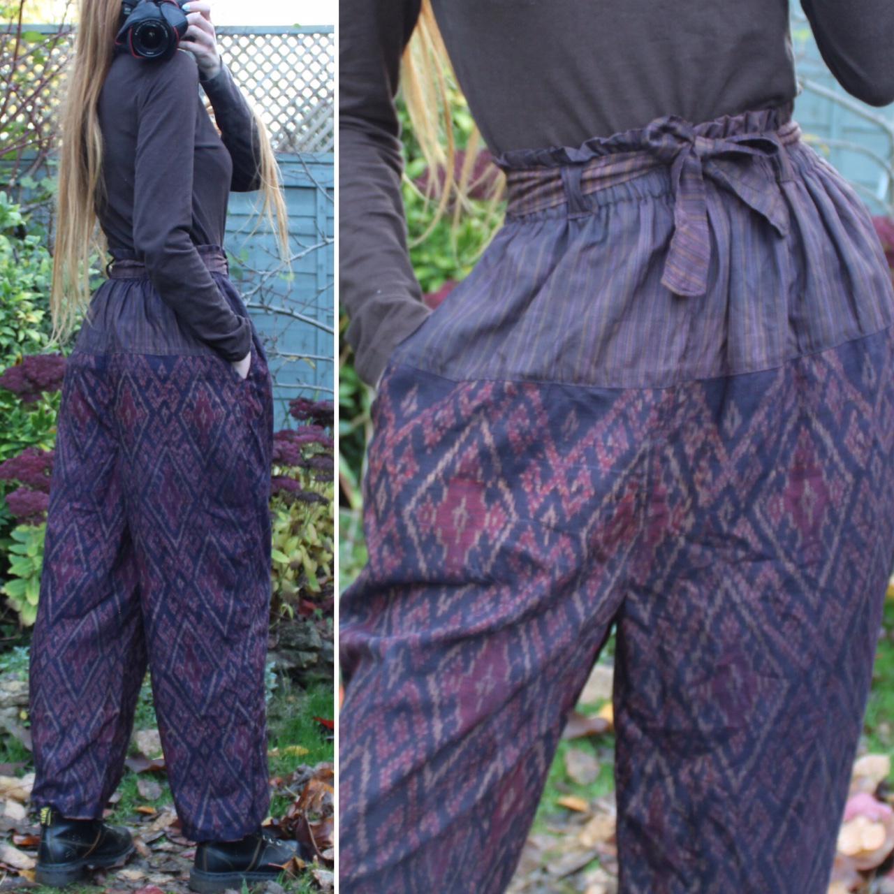 Handmade Asian 100 silk trousers 🍂 elasticated... Depop