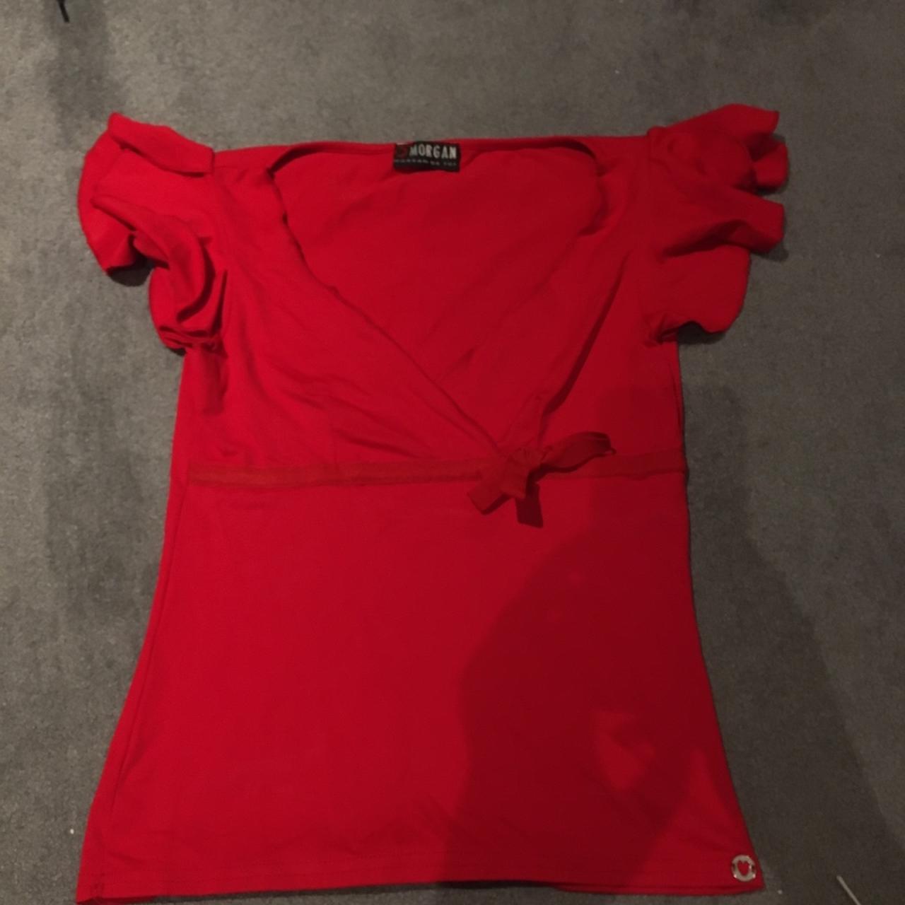 Red Morgan De Toi Too V Neck Bow Detail Drill Depop