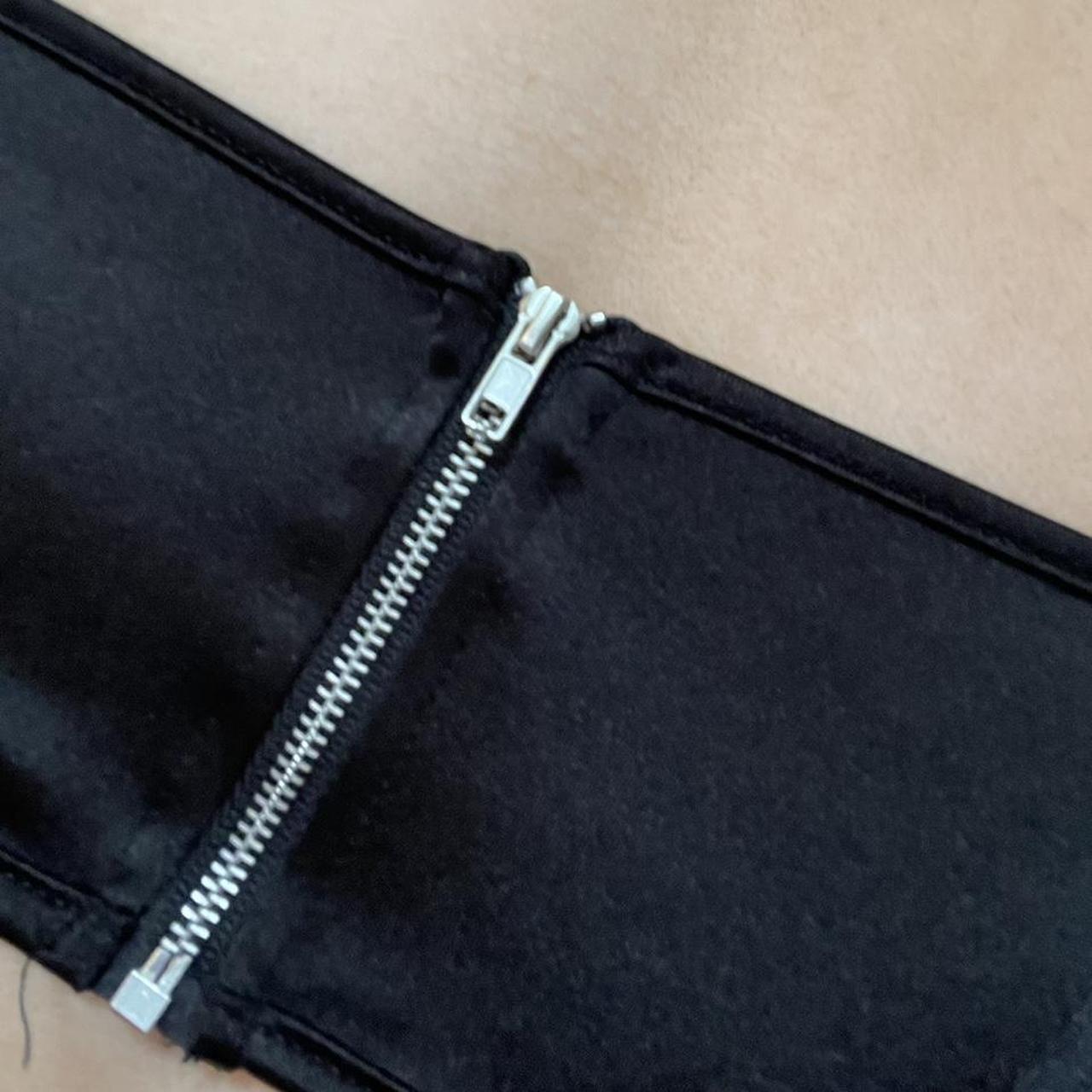 Black satin corset style top with chain straps Bra... Depop