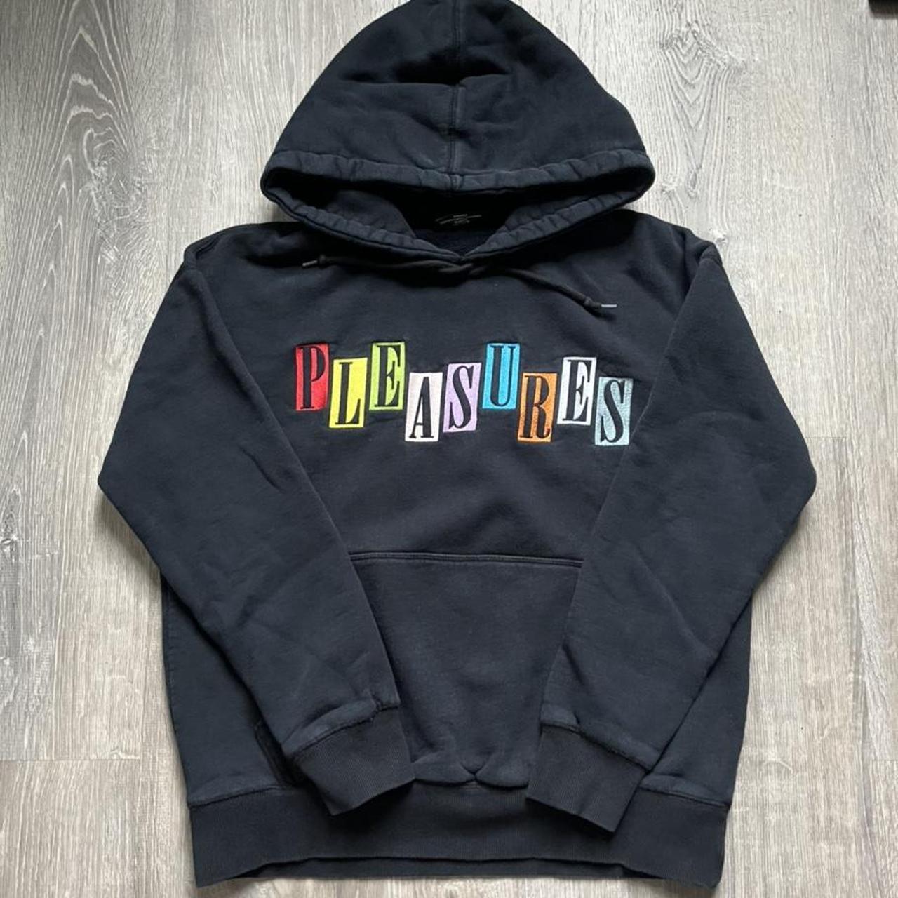 Pleasures Broadway Hoodie Black w Rainbow block... - Depop