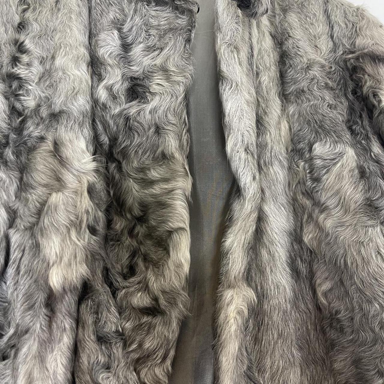 VINTAGE handmade Fur Coat. ️Grey ️Size 8 - Depop