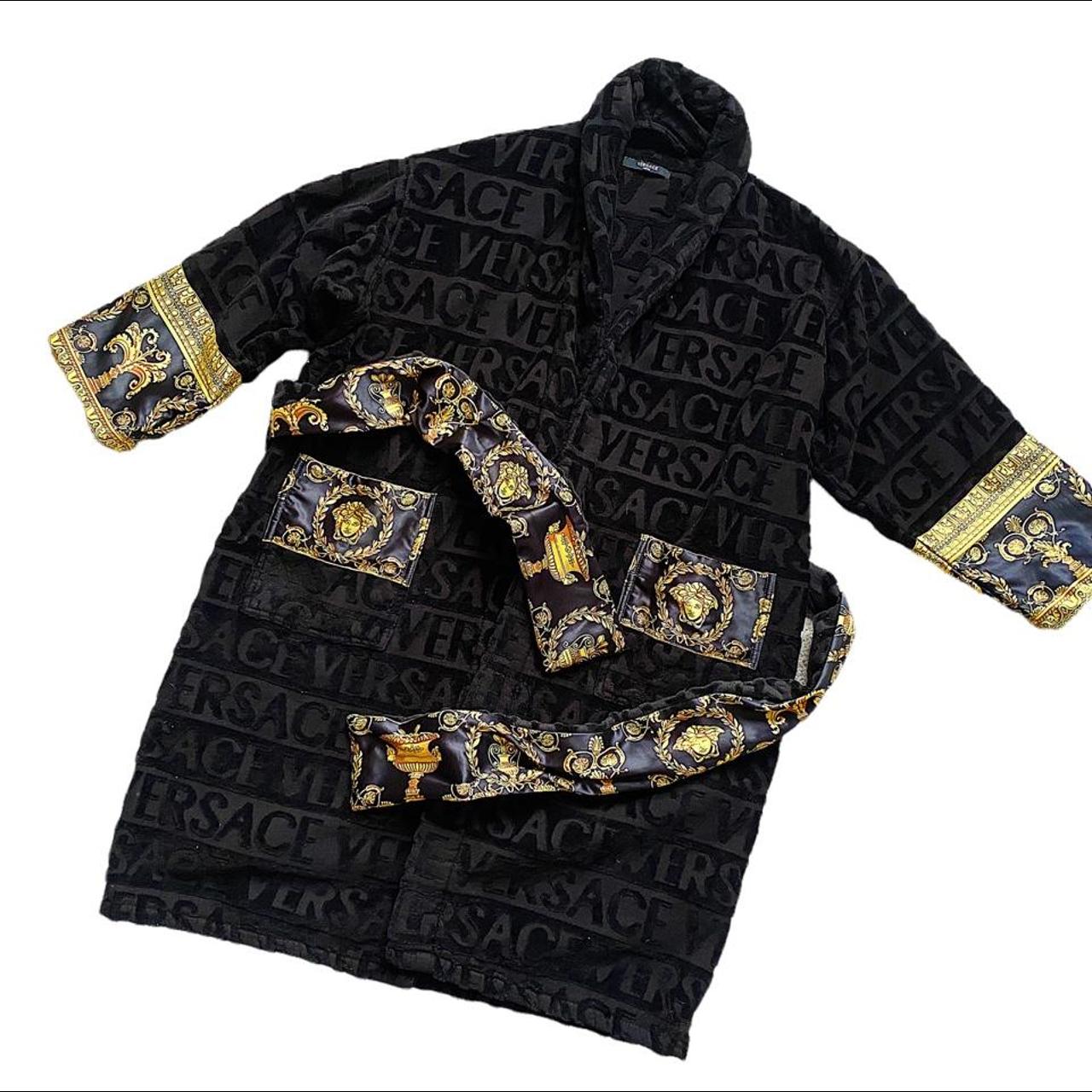 Versace dressing gown in towel material with logo... Depop