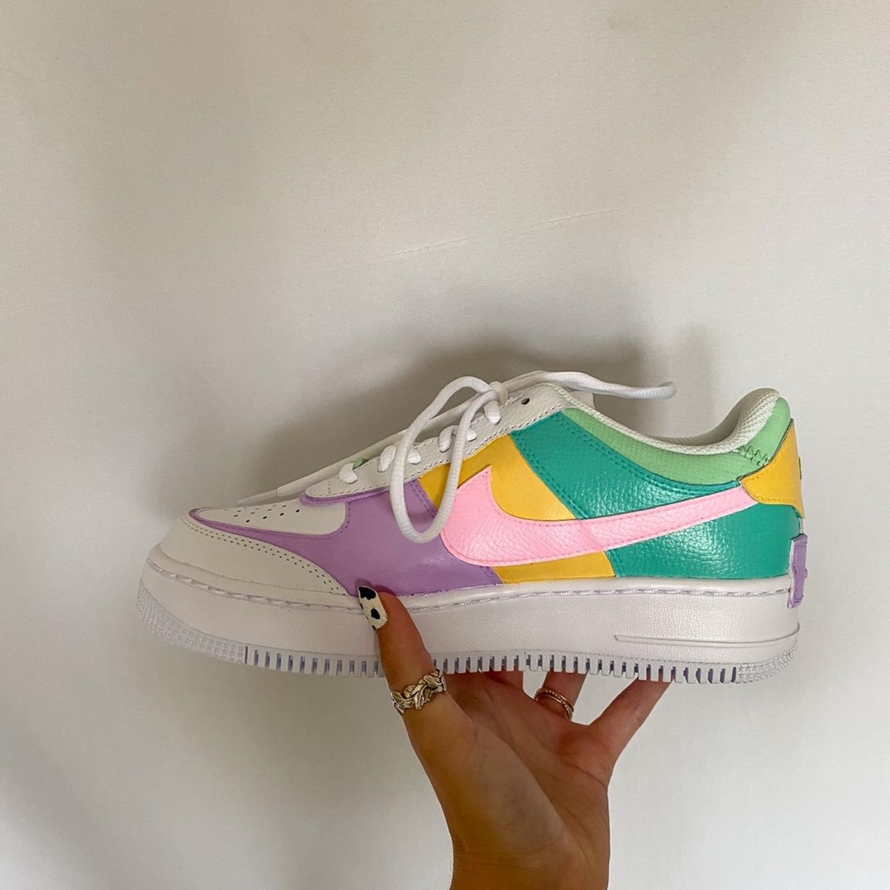 Custom Nike Air Force 1 pastel Blue Louis Vuitton LV - Depop