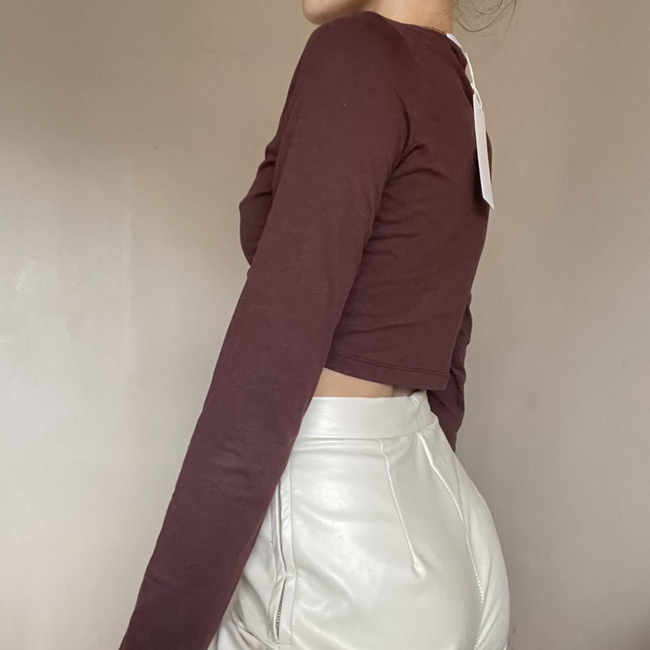 Chocolate brown sinched crop top From asos brand... - Depop