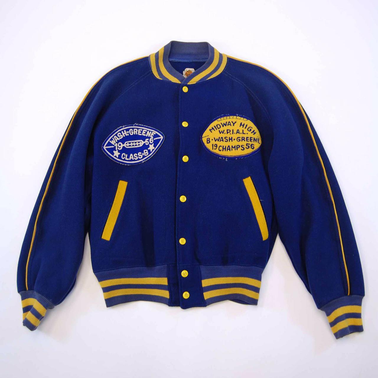 Vintage 1956 Football Champs Letterman Jacket Size... - Depop