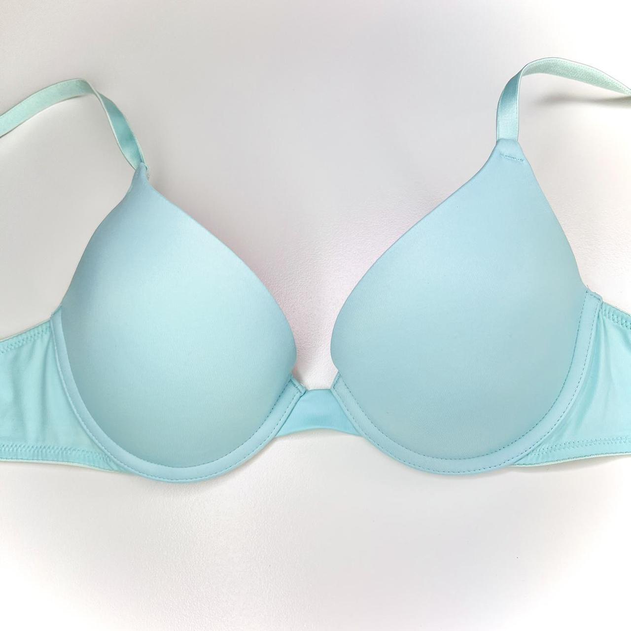 Victoria's Secret Women's Blue and Pink Bra | Depop