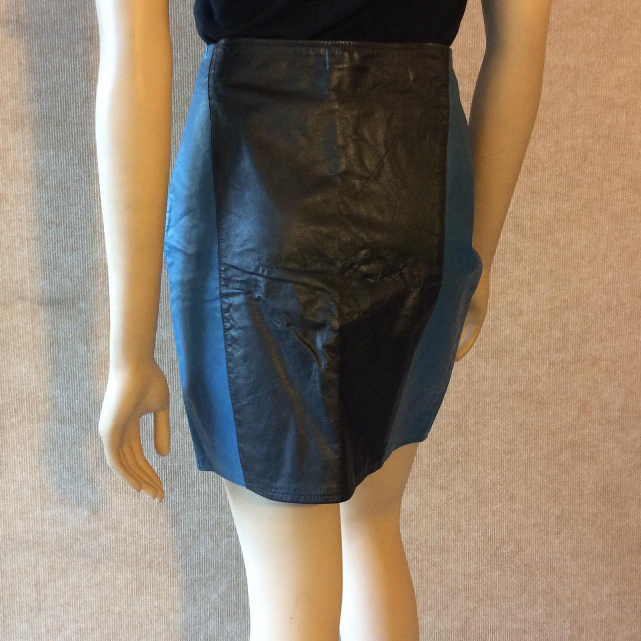 Black and blue leather skirt by Code Nouveau. Skirt... - Depop