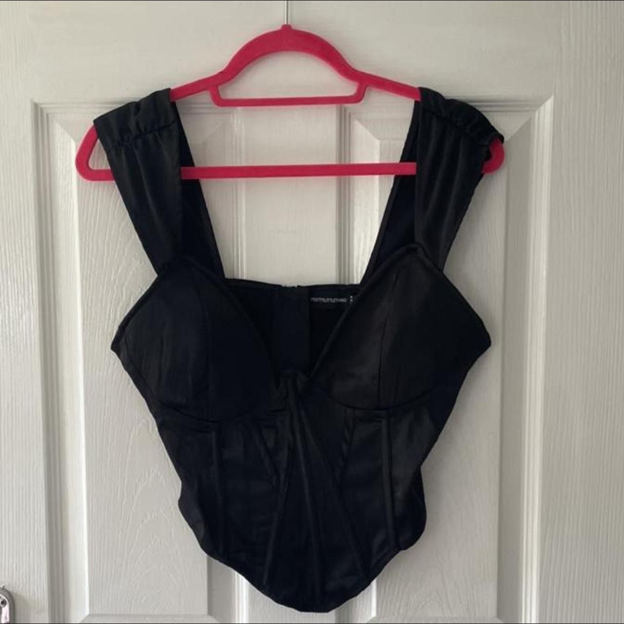PLT black satin corset size 10 never worn -... - Depop