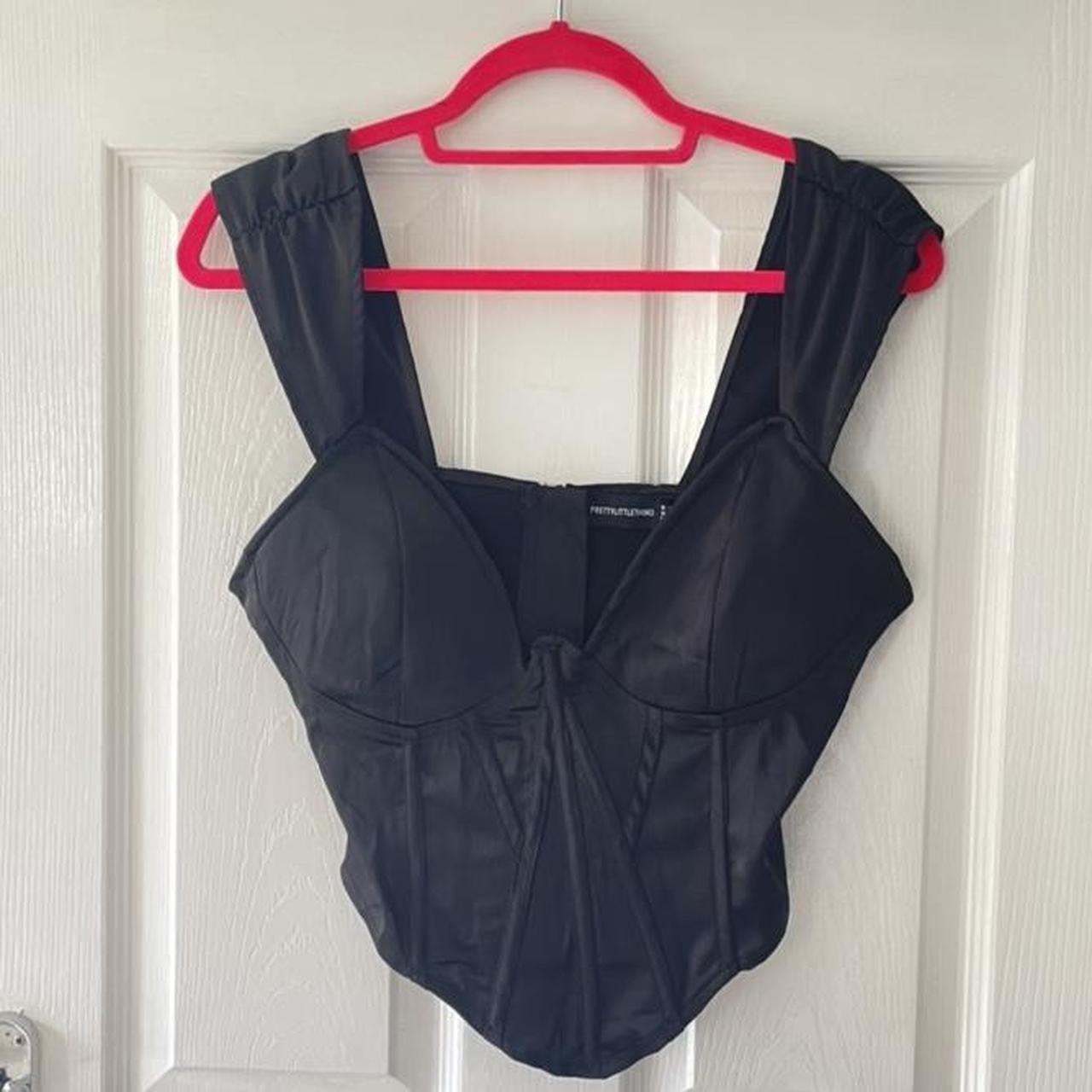 PLT black satin corset size 10 never worn -... - Depop