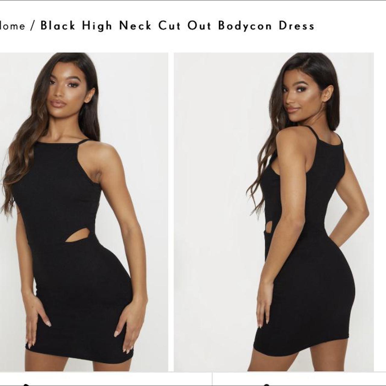 Black high neck cut out bodycon dress Size 8 only... - Depop