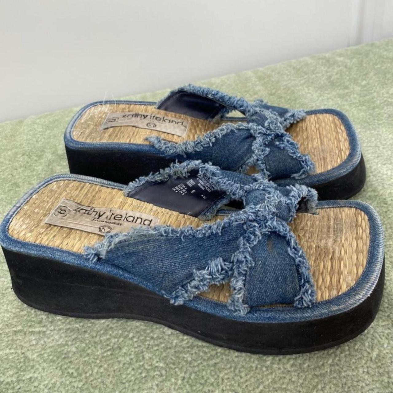 Vintage y2k chunky platform denim sandals! These... - Depop