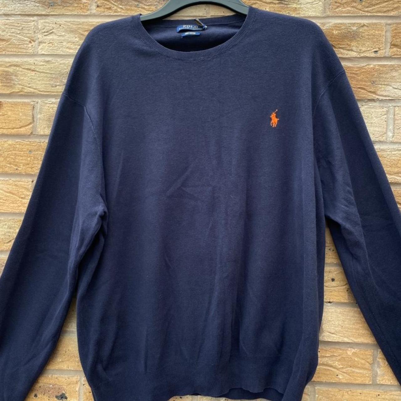 Vintage Navy Ralph Lauren Pima Cotton sweatshirt... - Depop