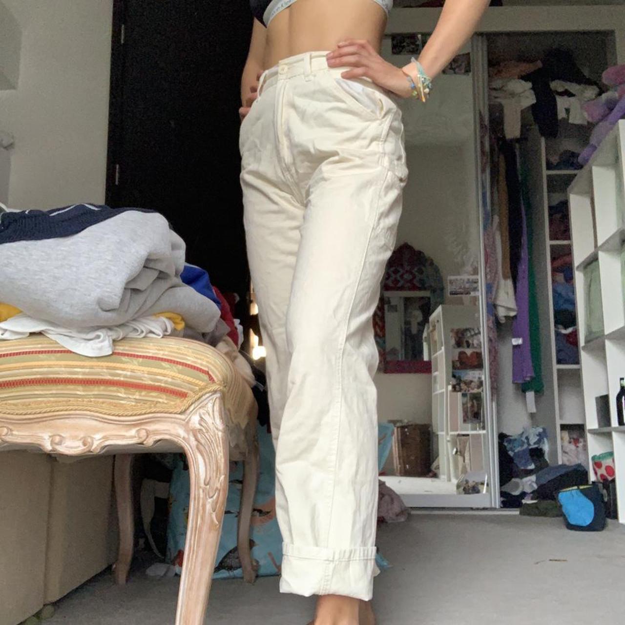 brandy melville white / cream cargo pants / trousers... Depop