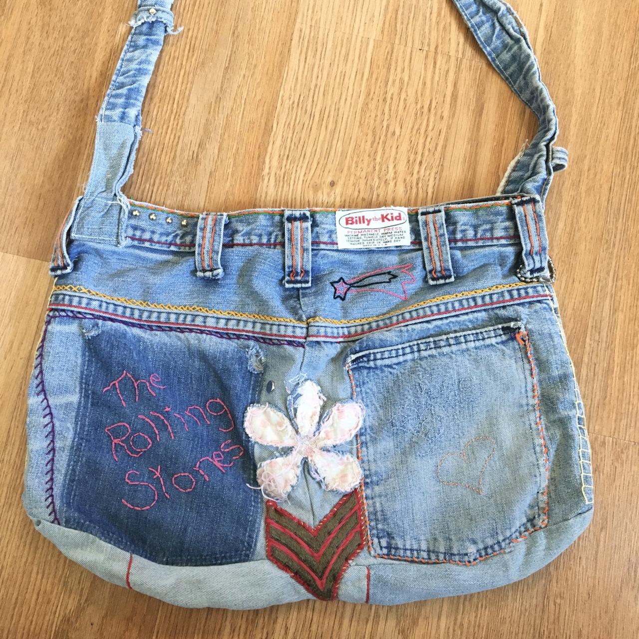 70s vintage handmade denim purse/ tote bag made out... - Depop