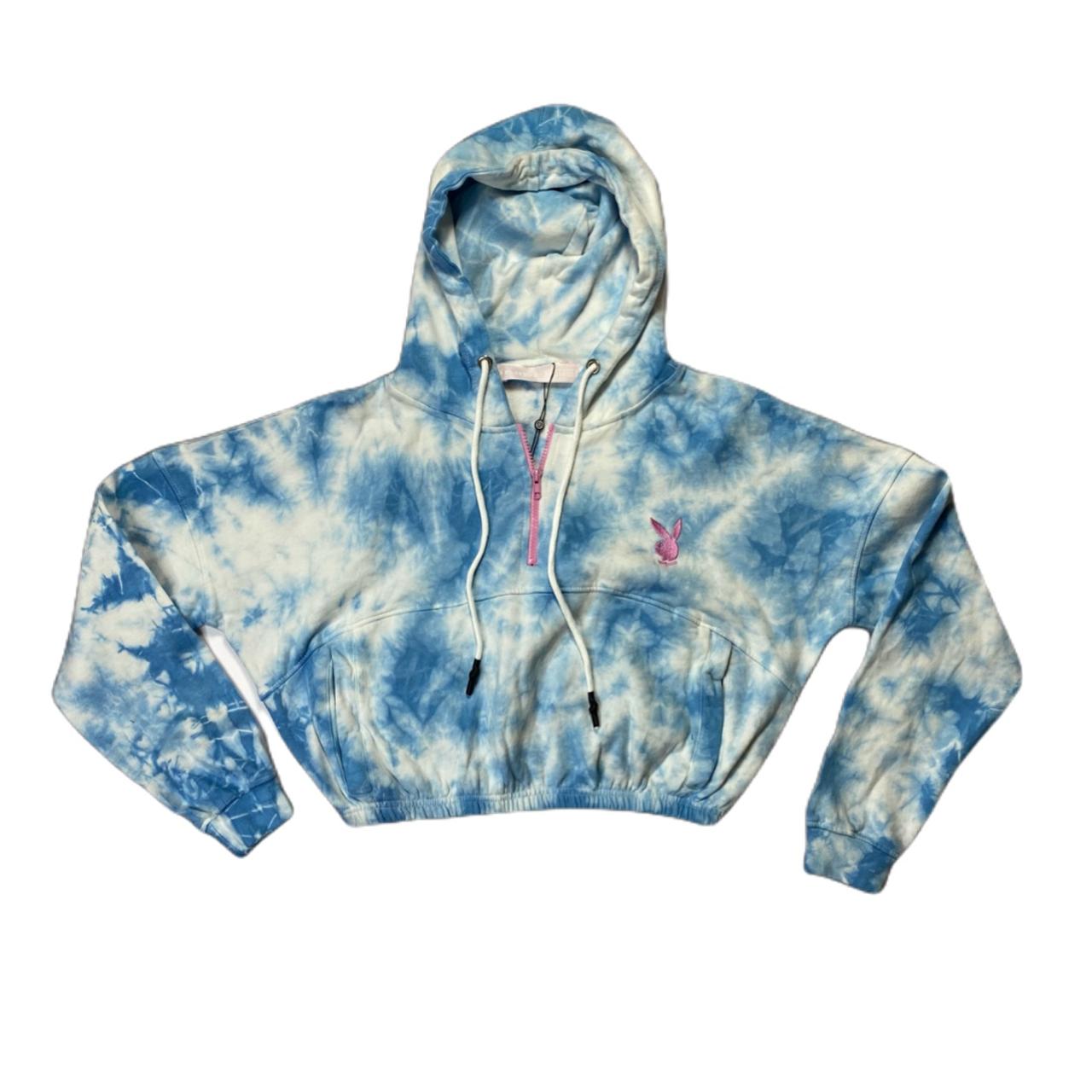 Playboy x missguided blue tie dye oversized hoodie online dress