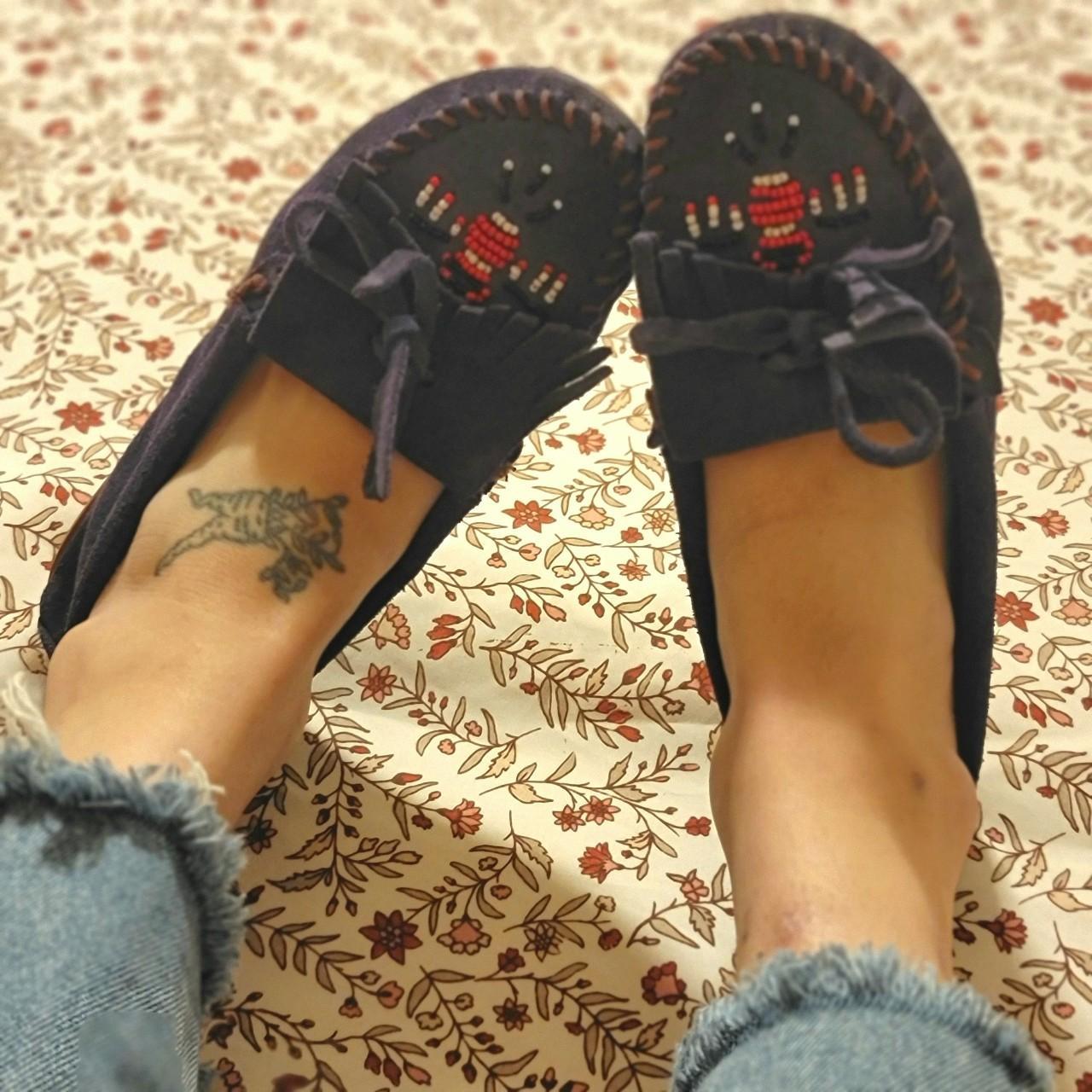 navy blue driving moccasins