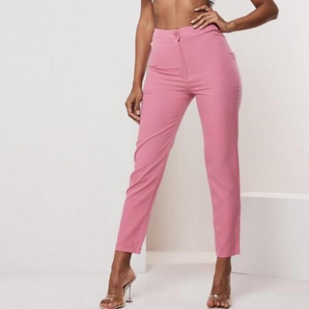 Pink tailored cigarette trousers from Missguided, - Depop