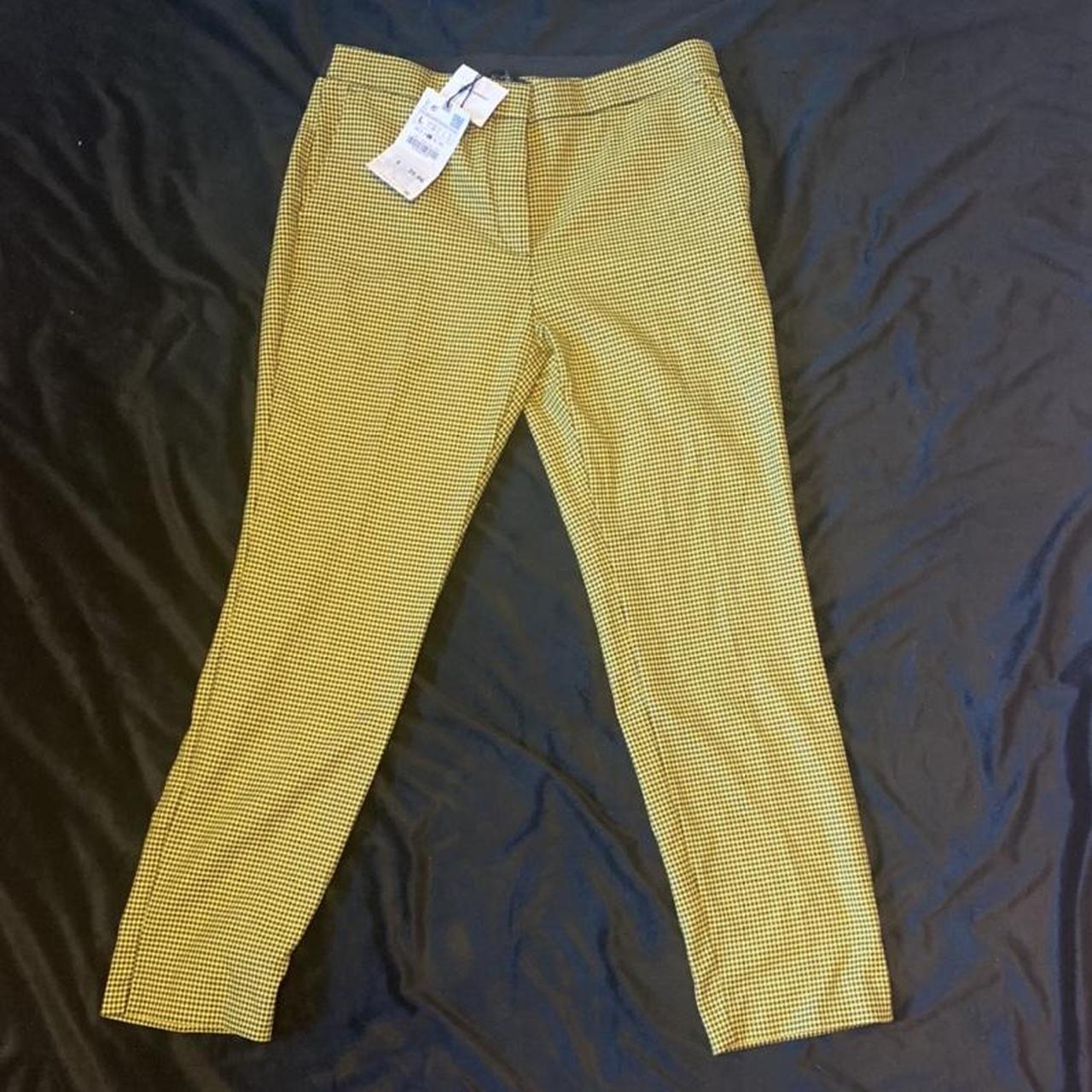 Yellow Houndstooth pants from Never worn Depop
