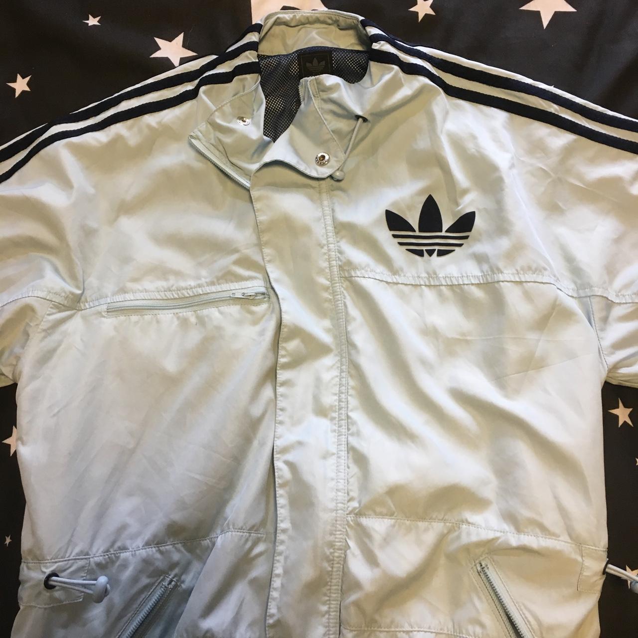 Adidas retro jacket light blue Adidas - Depop