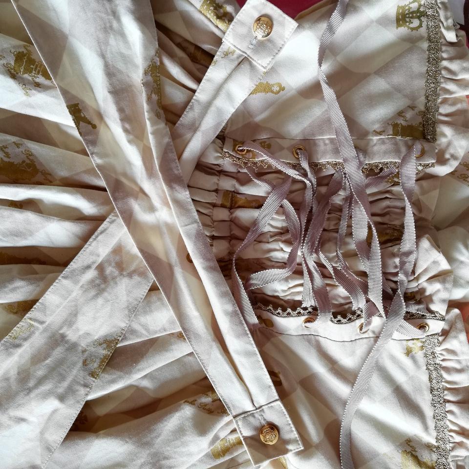 Angelic Pretty Chess chocolate JSK in white, only... - Depop