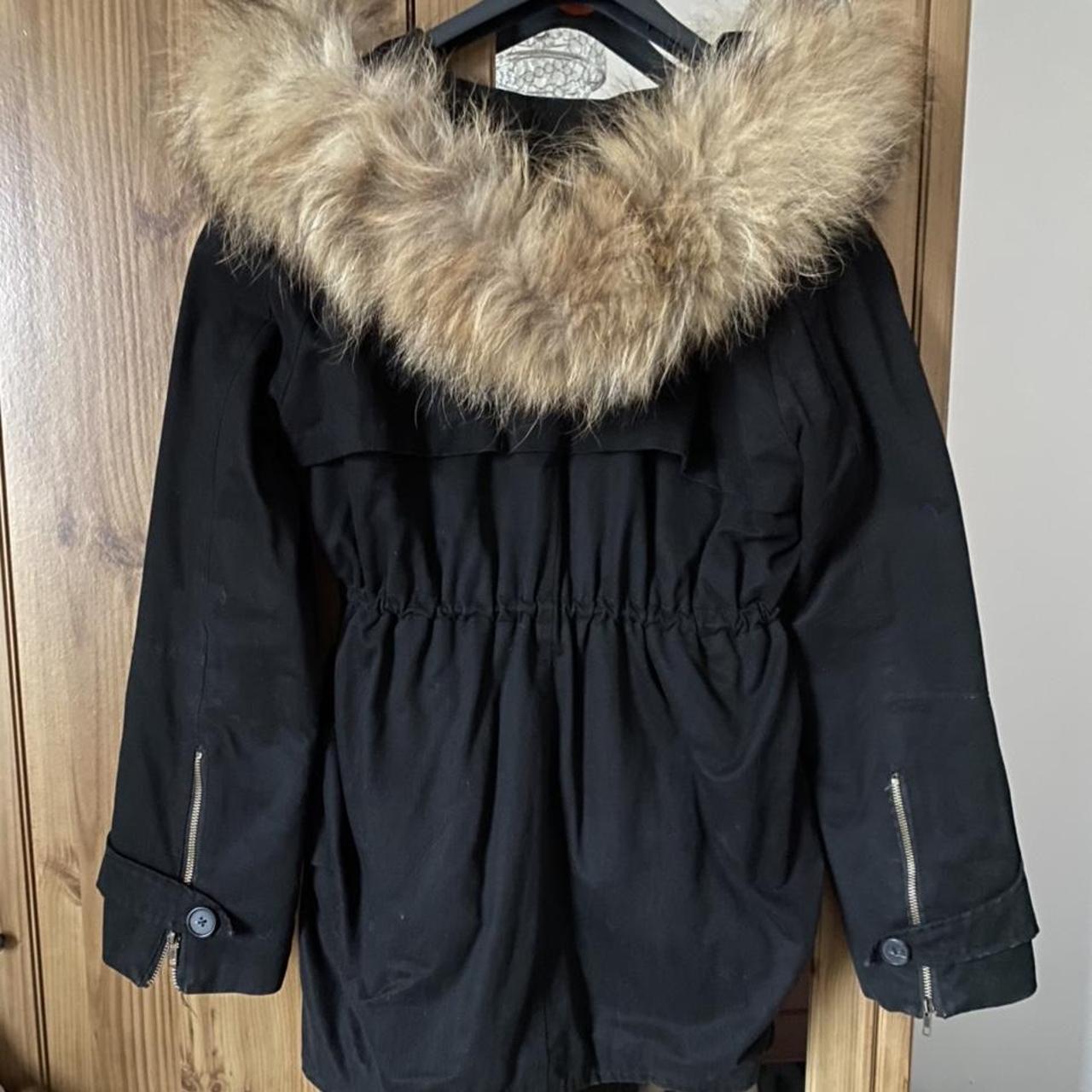 Sherpa lined black Parker coat with real fur hood.... - Depop