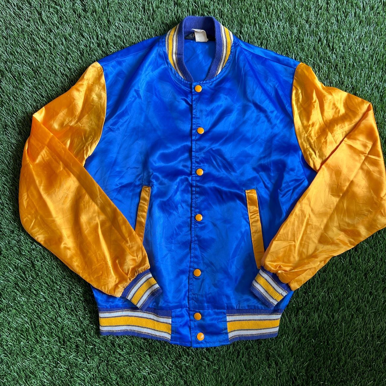 Simple blue and gold vintage satin jacket • great... - Depop