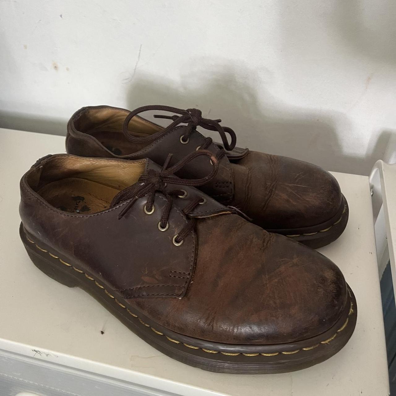 Worn brown low Dr Martens. Size 6. Have been well... - Depop