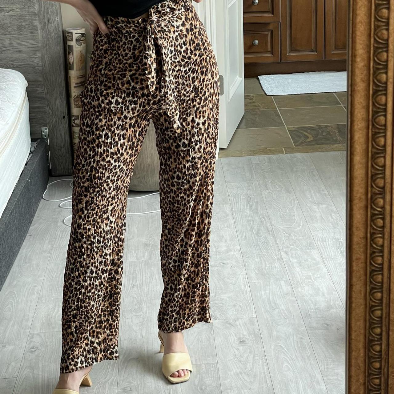 Nanushka leopard print crinkle / pleated straight... - Depop