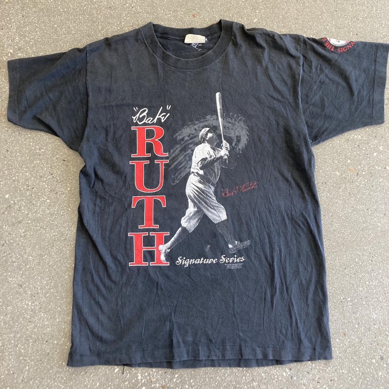 Babe Ruth Nicknames T-Shirt from Homage. | Navy | Vintage Apparel from Homage.