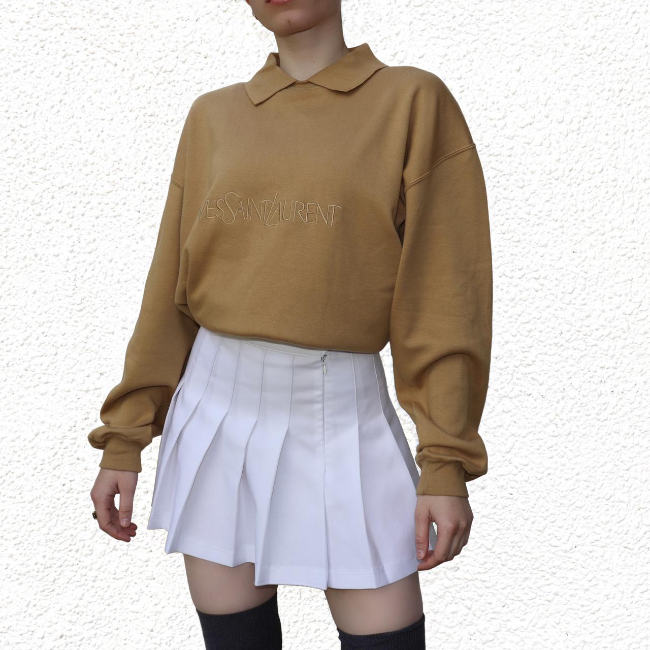 YVES SAINT LAURENT vintage sweater - tan beige with... - Depop