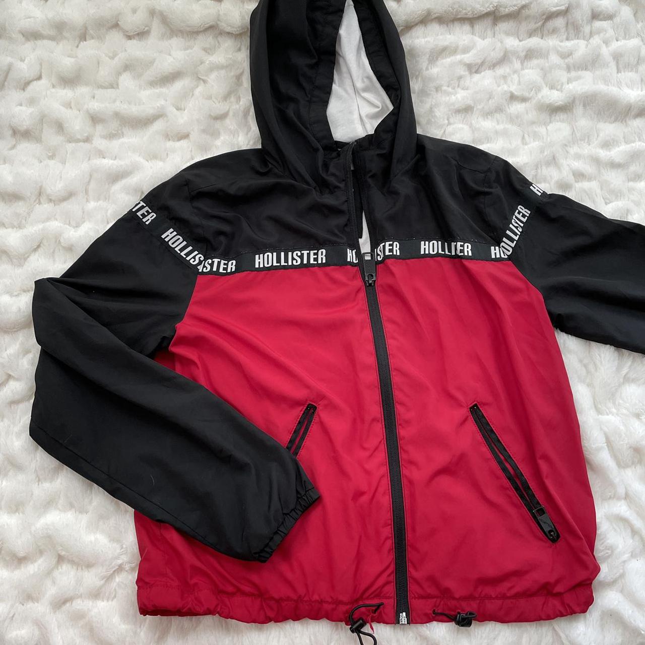 hollister red and black windbreaker