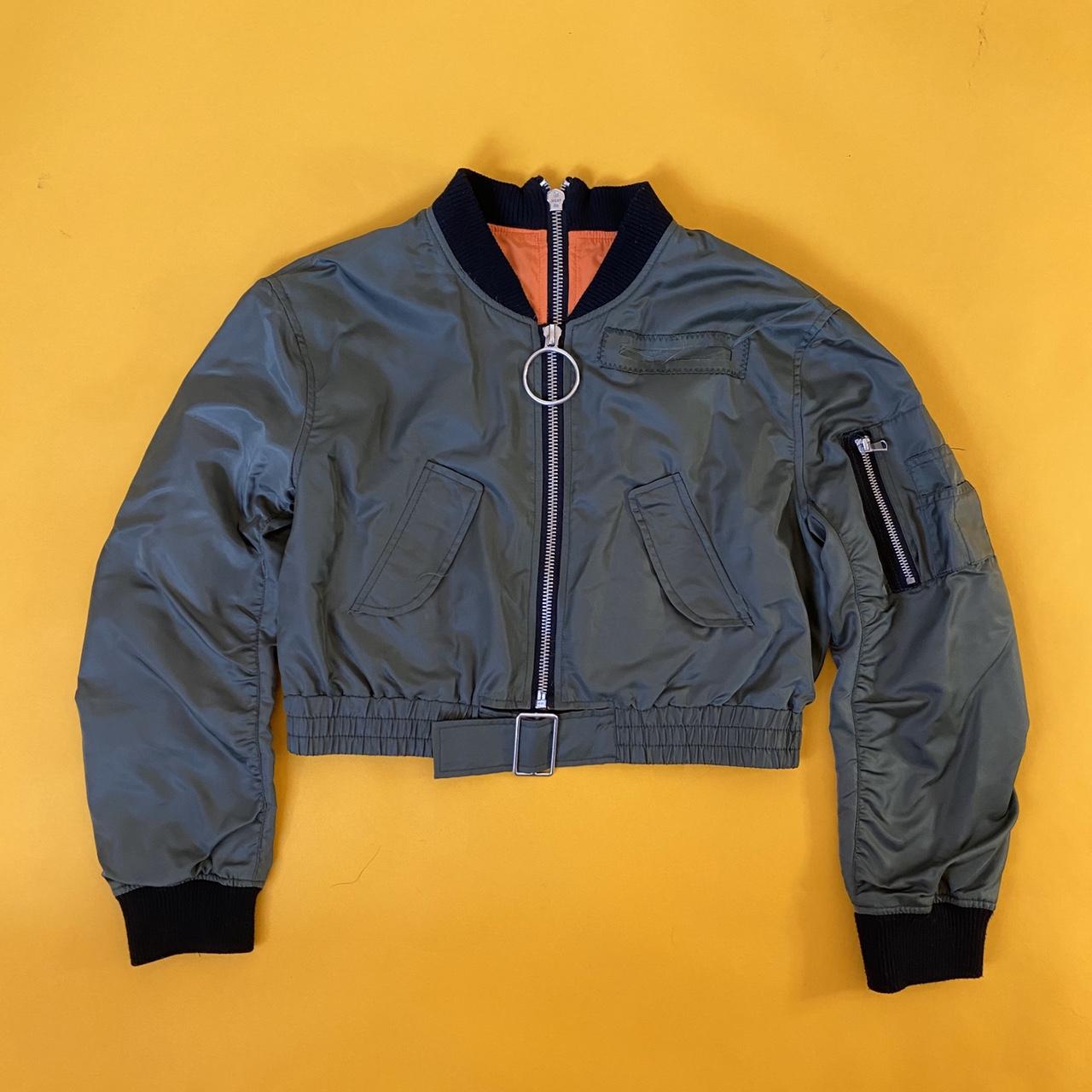 Zara cropped green bomber jacket. has 3 pockets,... Depop