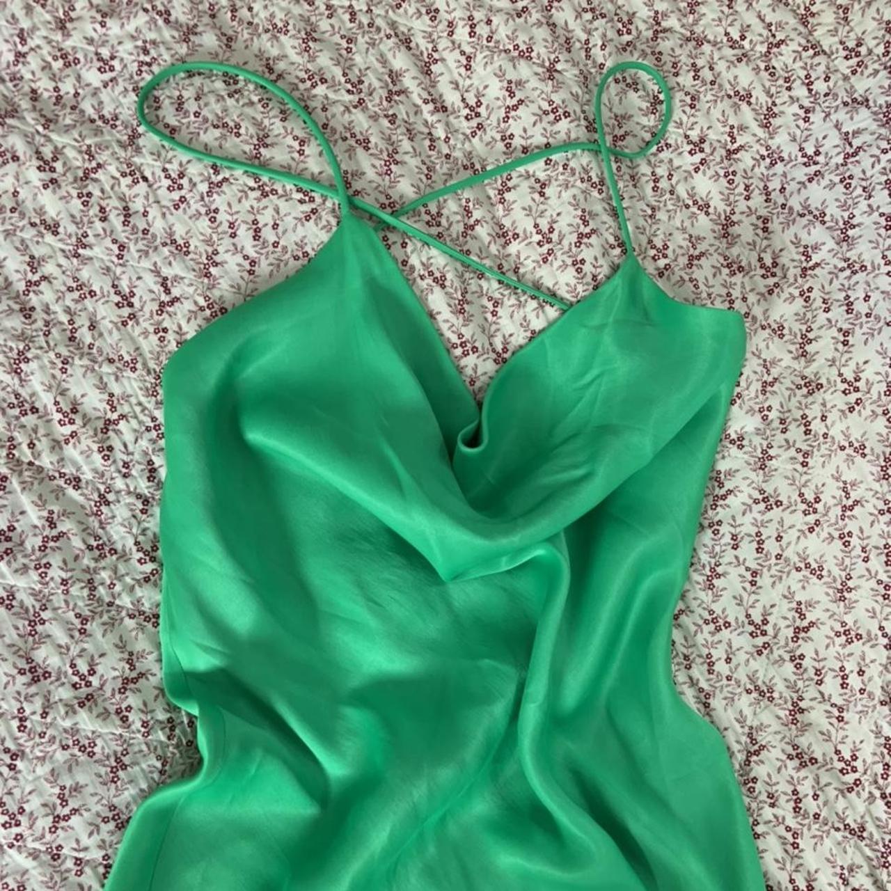 Zara green slip dress I’d say quite short Such a... - Depop