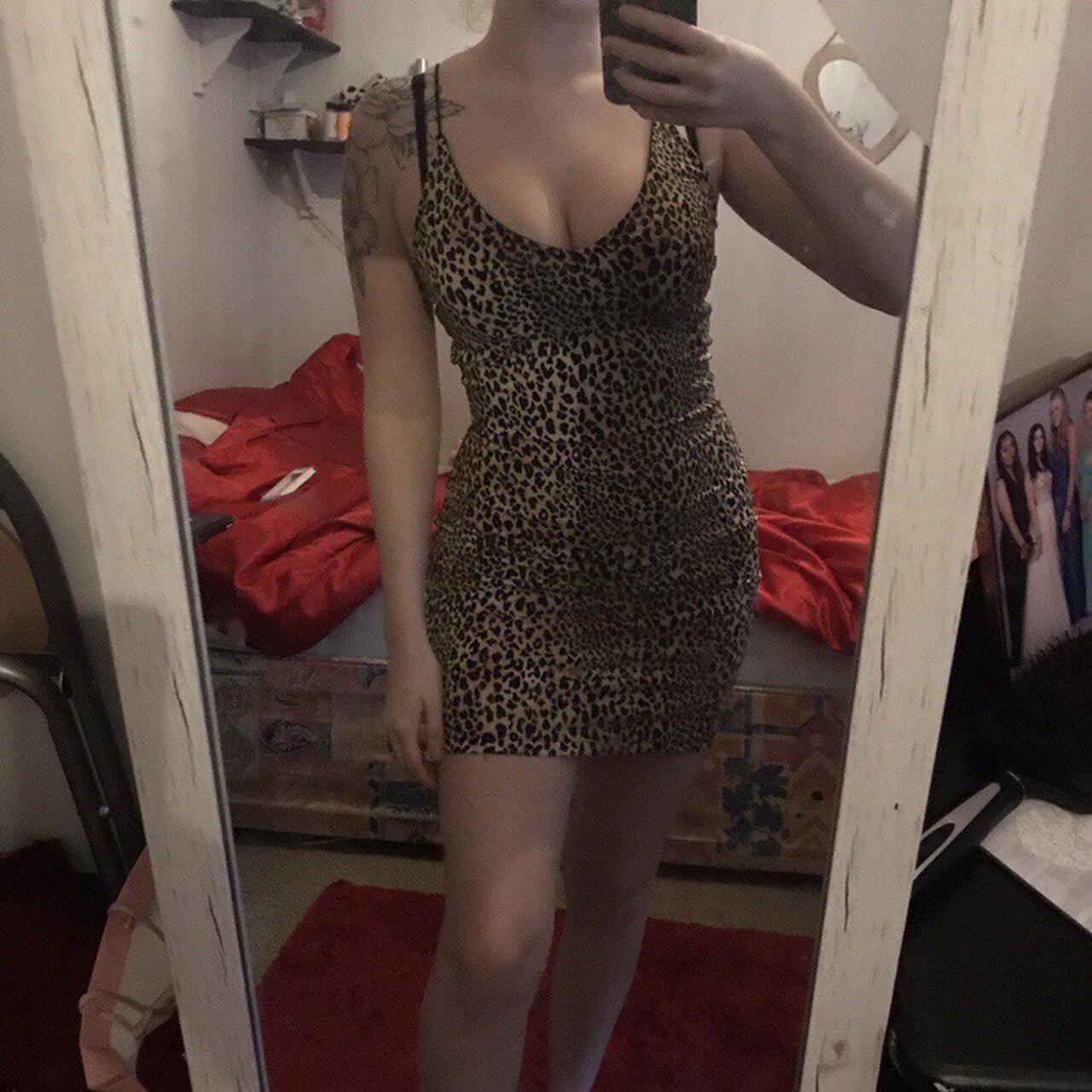 Leopard Print Strappy Plunge Bodycon Dress