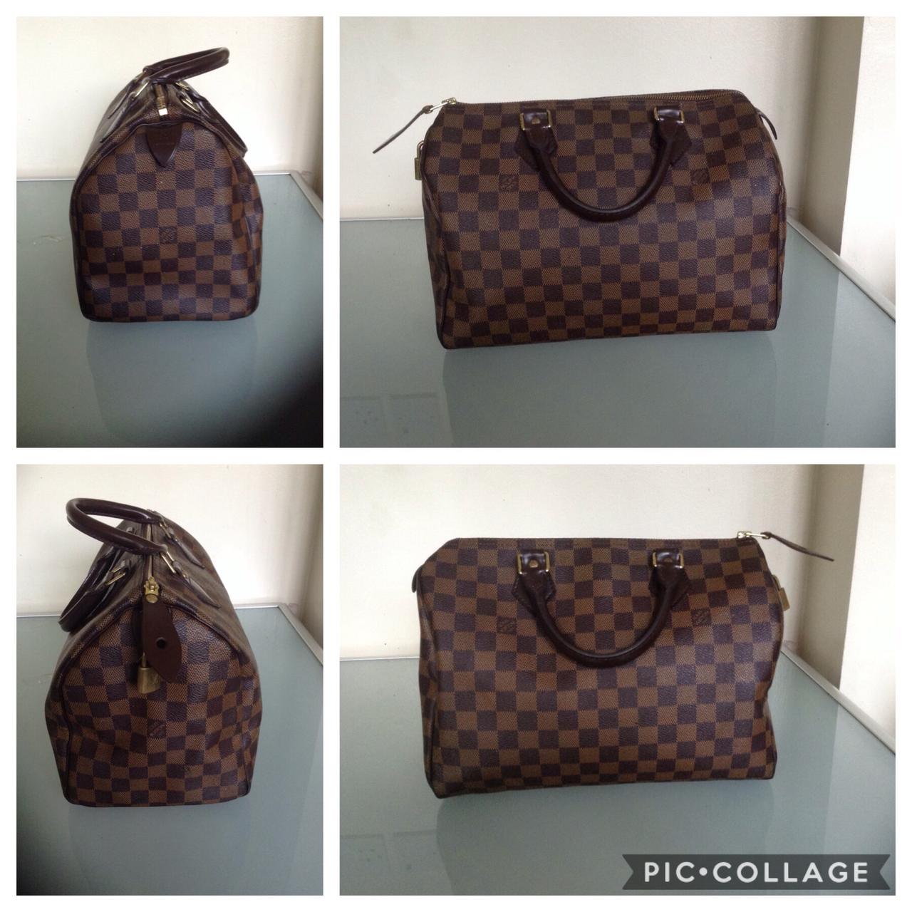 Authentic Louis Vuitton Speedy 30 Damier Azur Handbag - Depop