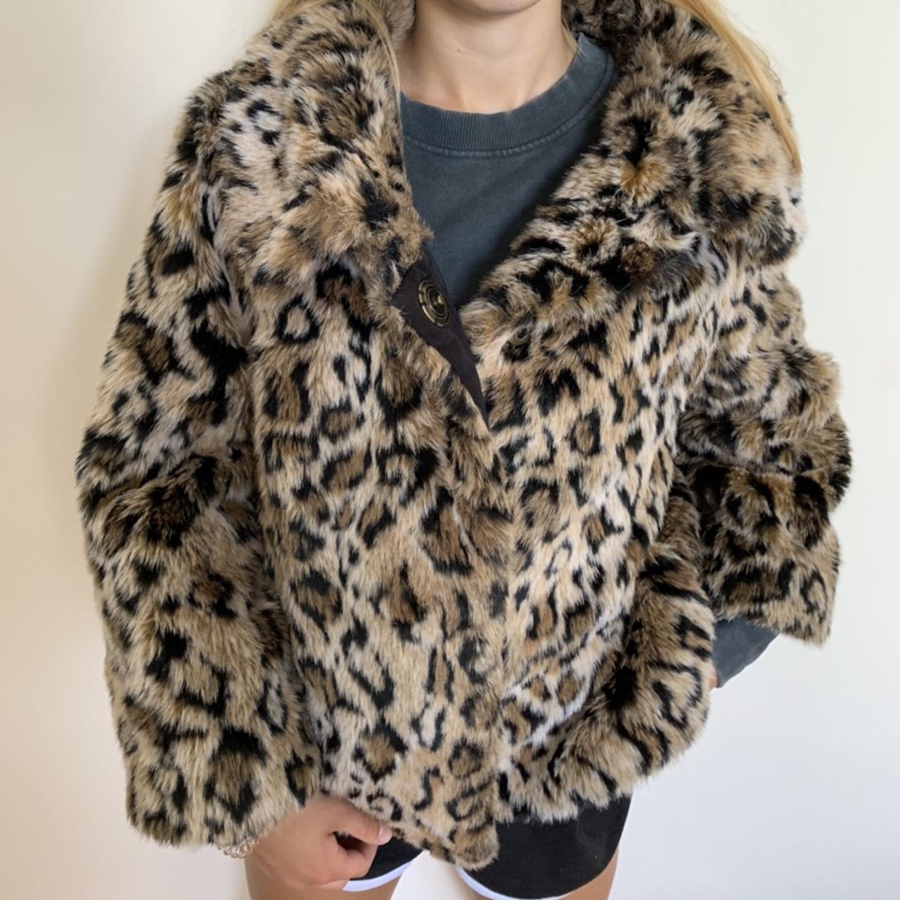 Juicy couture leopard print fur jacket. Depop