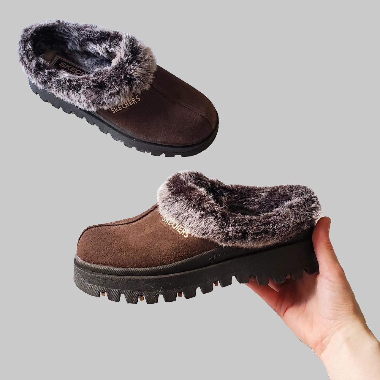 fuzzy slip on loafers