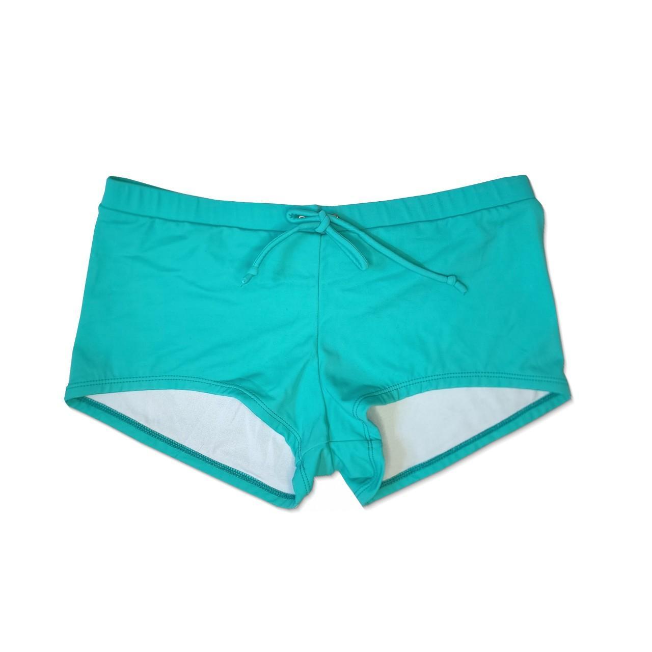 2000s aqua boyshort swim bottom! super simple, great... - Depop