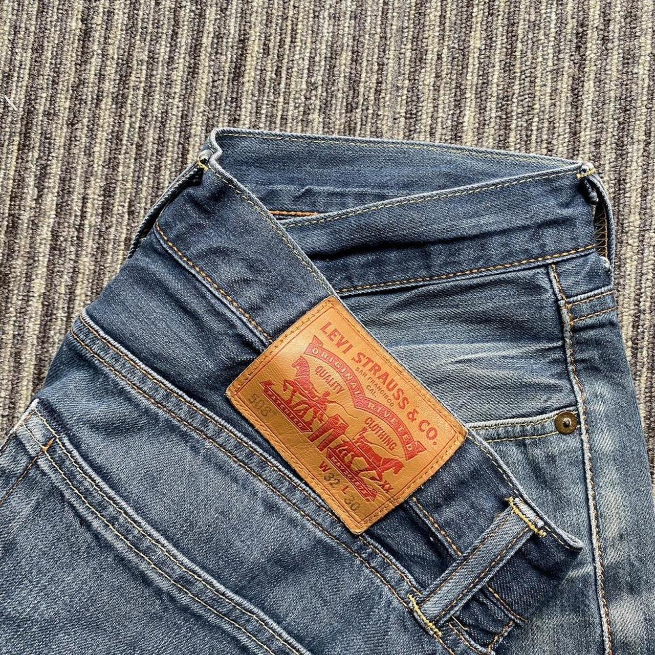 Levis 508 Denim Jeans Size W32 L30 Washed Blue/Tan... - Depop