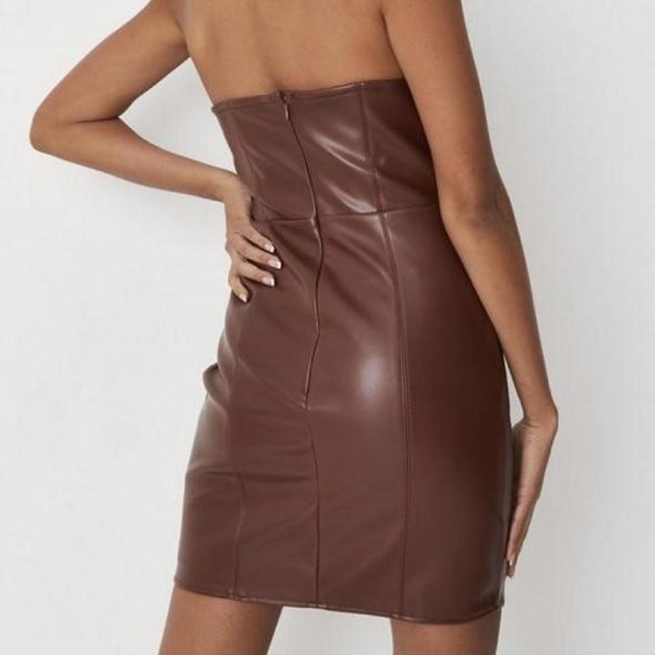 Missguided Brown Faux Leather Strapless
