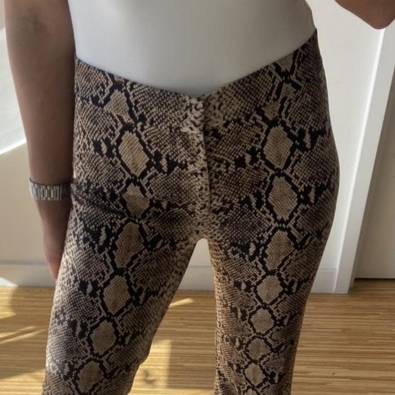 Zara + SNAKESKIN PRINT FLARED TROUSERS