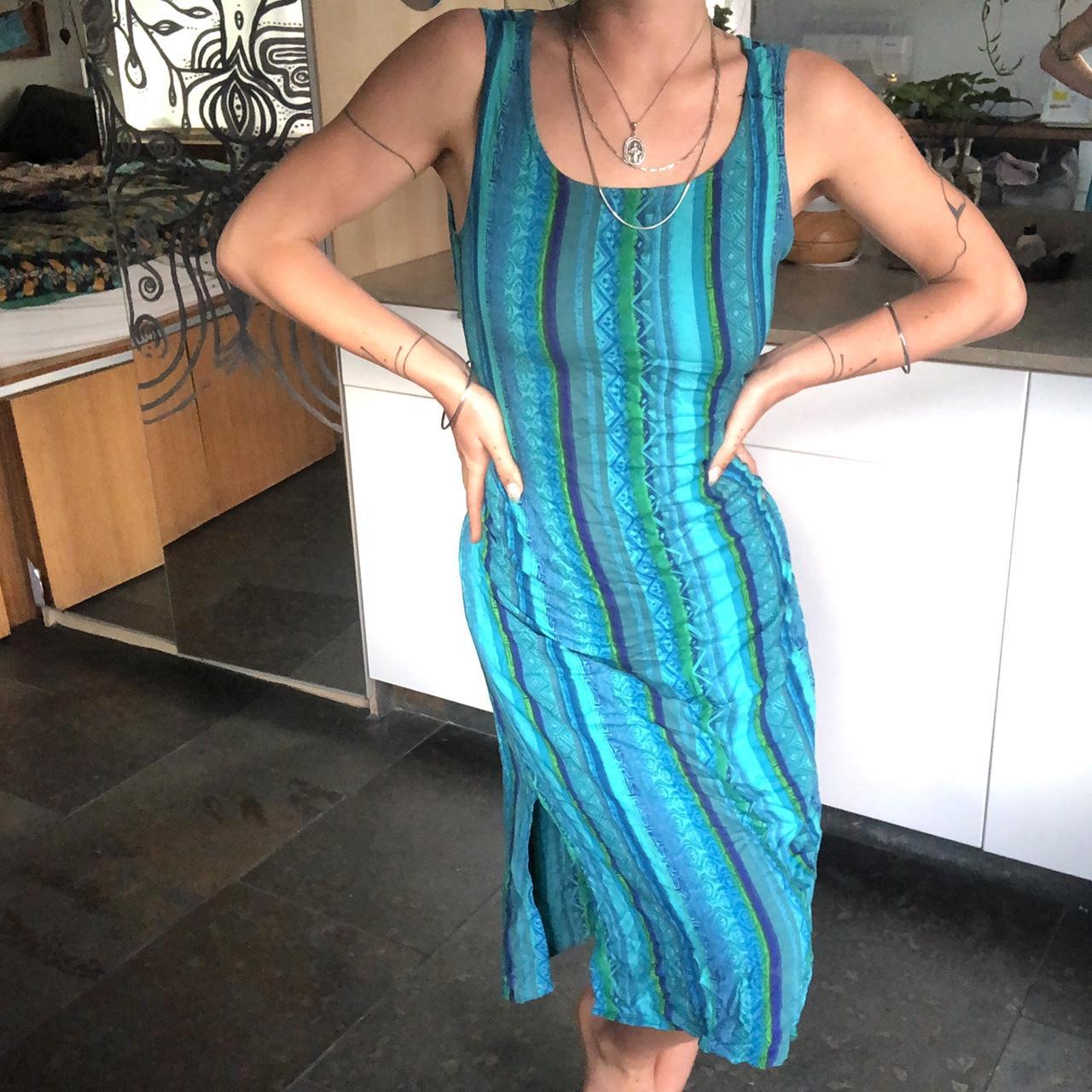 Vintage 90’s Batik Striped Summer Dress - beautiful... - Depop