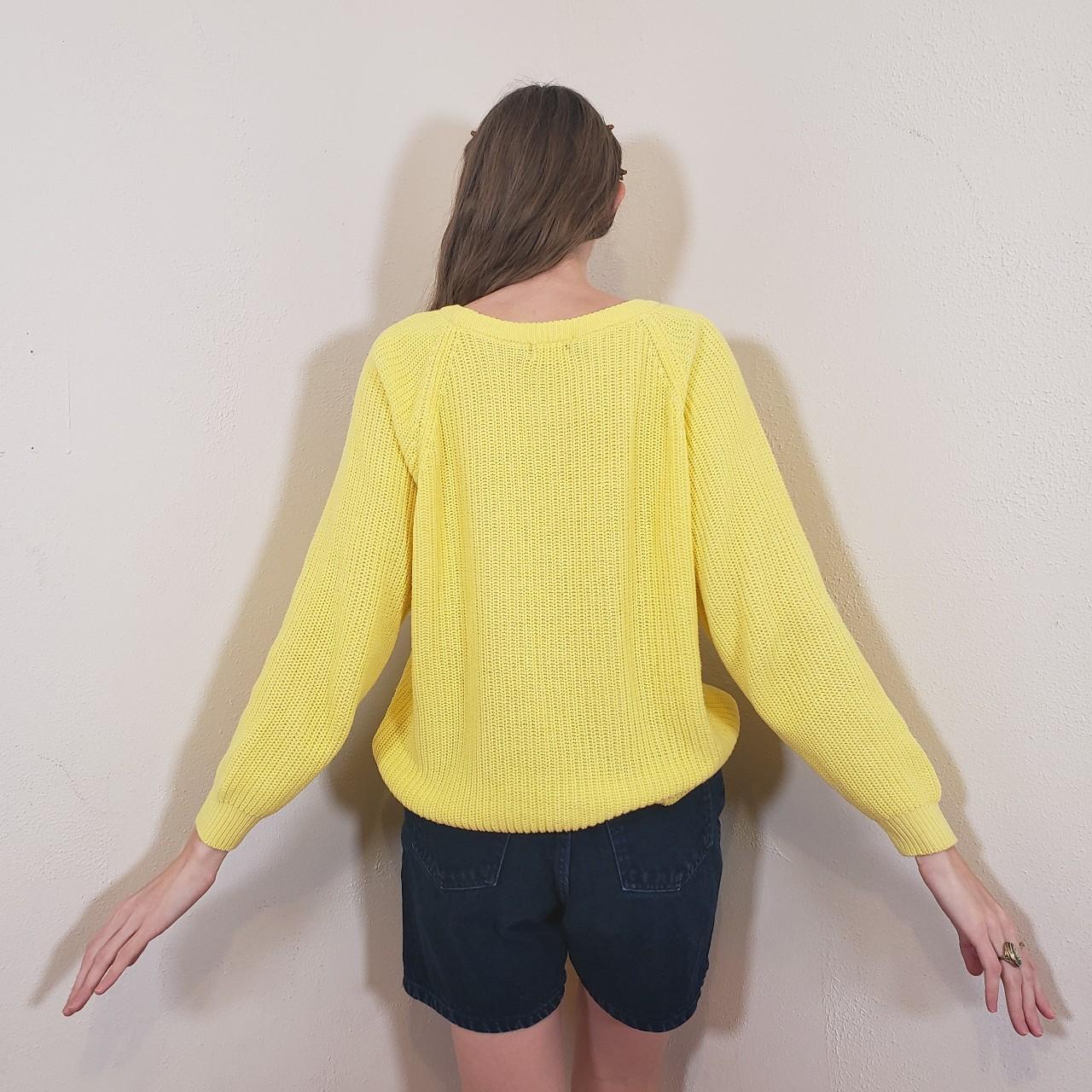 Vintage 80s Hand Knit Sunshine Yellow Wool Pullover Sweater