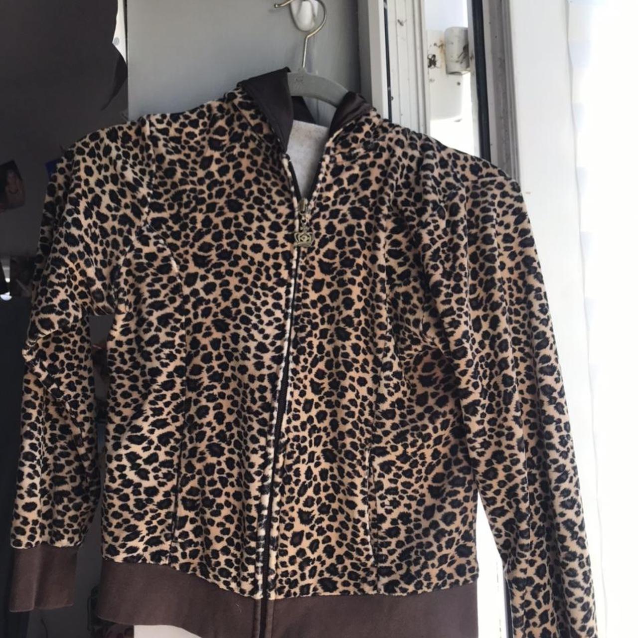 Vintage leopard print velour hoodie Similar to juicy... - Depop