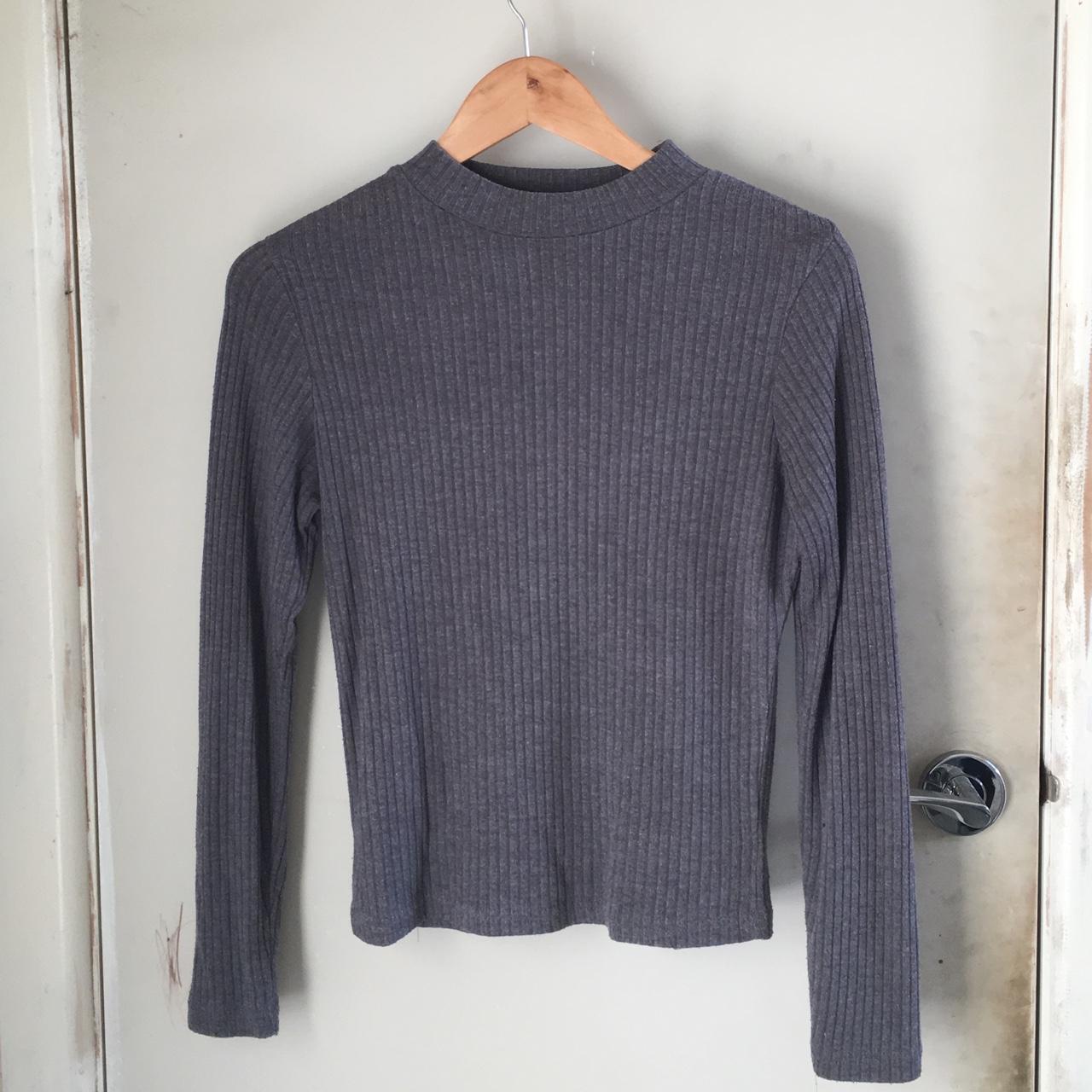 Dark Grey, All About Eve High Neck Knit Top. Sits - Depop