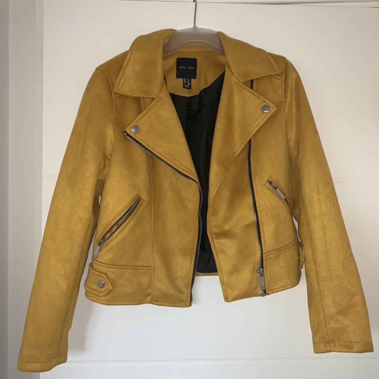 Mustard biker discount jacket new look