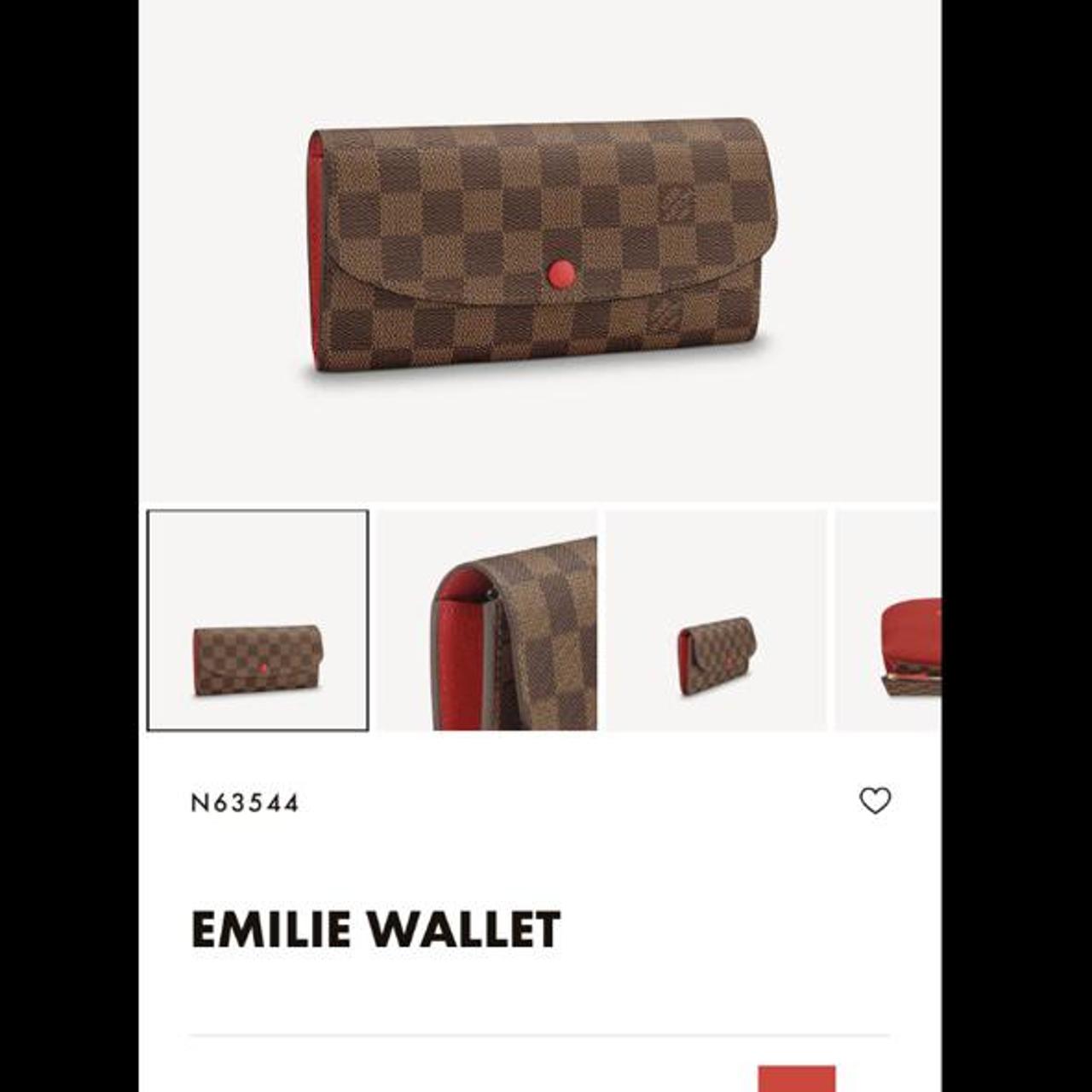 Louis Vuitton Damier Ebene Red Emile Wallet No I - Depop