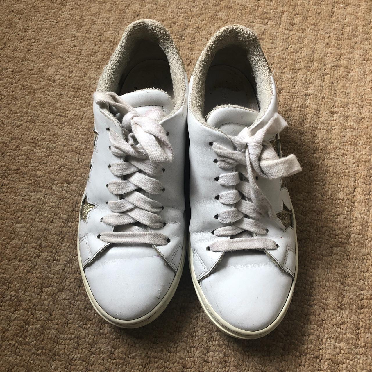 Russell & Bromley white leather “Five Star” trainers... - Depop
